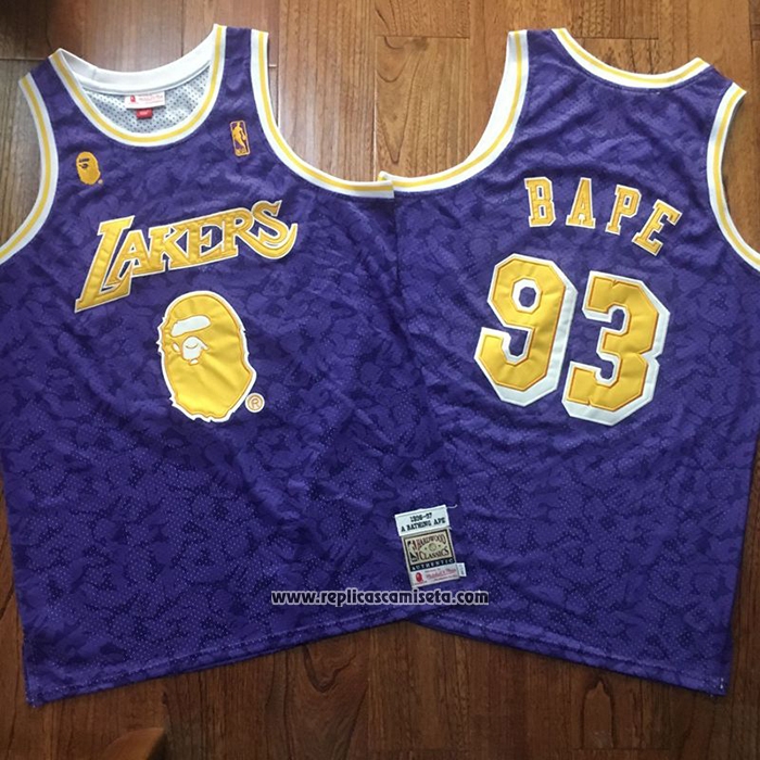Camiseta Los Angeles Lakers Bape #93 Mitchell & Ness Violeta